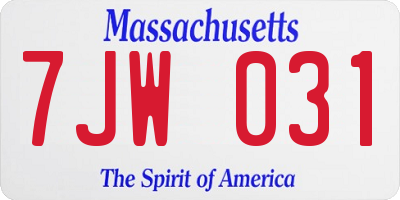 MA license plate 7JW031