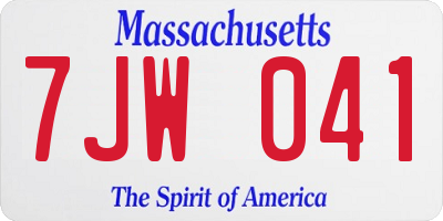 MA license plate 7JW041