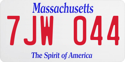 MA license plate 7JW044