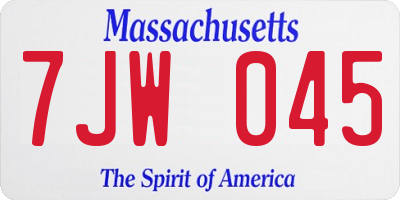 MA license plate 7JW045