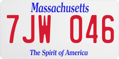 MA license plate 7JW046