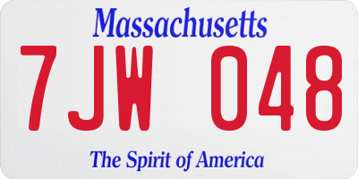MA license plate 7JW048