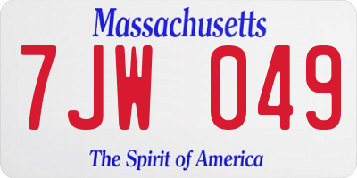 MA license plate 7JW049
