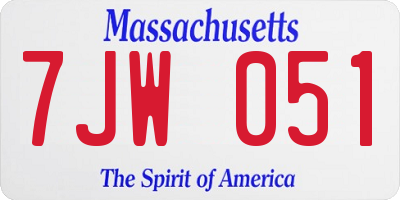MA license plate 7JW051
