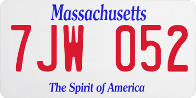 MA license plate 7JW052