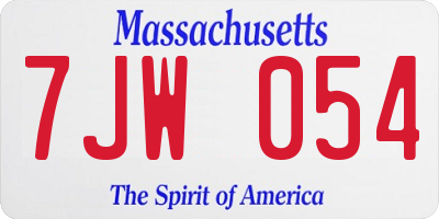 MA license plate 7JW054