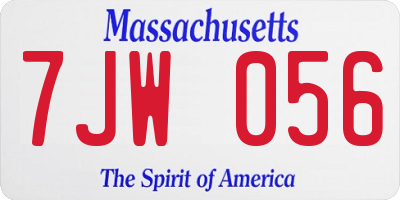 MA license plate 7JW056