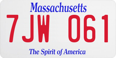 MA license plate 7JW061