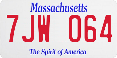 MA license plate 7JW064