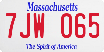 MA license plate 7JW065