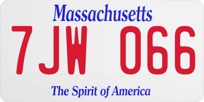 MA license plate 7JW066