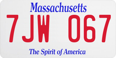 MA license plate 7JW067