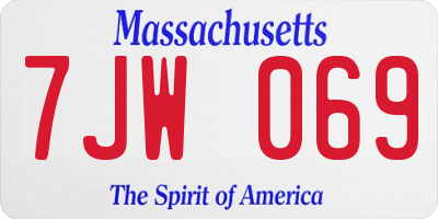 MA license plate 7JW069