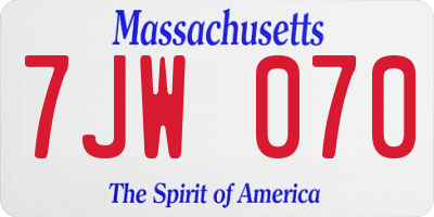 MA license plate 7JW070