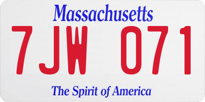 MA license plate 7JW071