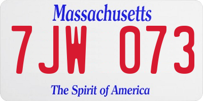 MA license plate 7JW073