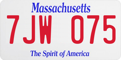 MA license plate 7JW075