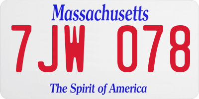 MA license plate 7JW078