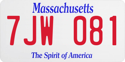 MA license plate 7JW081