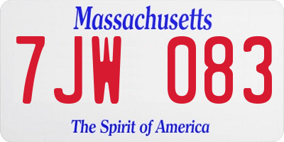 MA license plate 7JW083