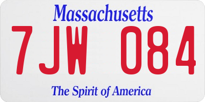 MA license plate 7JW084