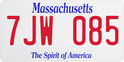 MA license plate 7JW085