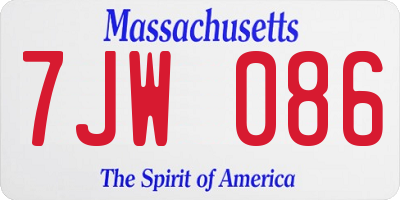 MA license plate 7JW086