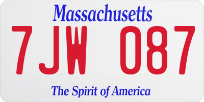 MA license plate 7JW087
