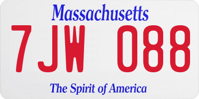 MA license plate 7JW088