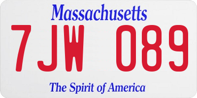 MA license plate 7JW089