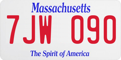 MA license plate 7JW090