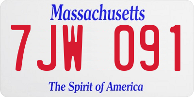 MA license plate 7JW091