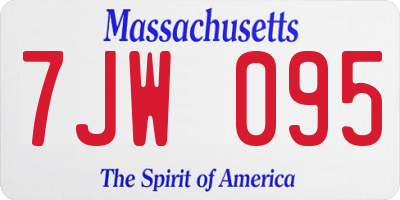 MA license plate 7JW095