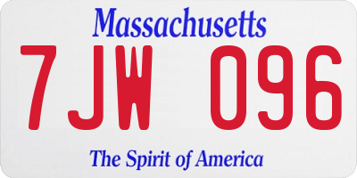 MA license plate 7JW096