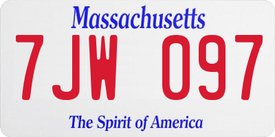 MA license plate 7JW097