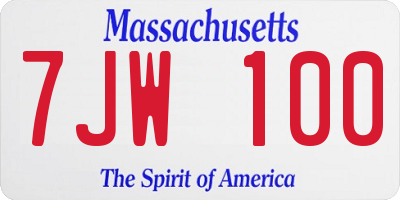 MA license plate 7JW100