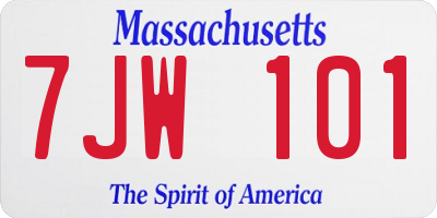 MA license plate 7JW101