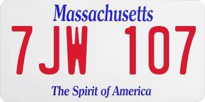 MA license plate 7JW107