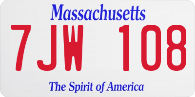 MA license plate 7JW108