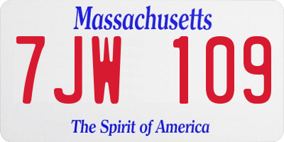 MA license plate 7JW109