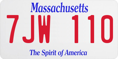 MA license plate 7JW110