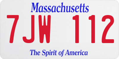MA license plate 7JW112