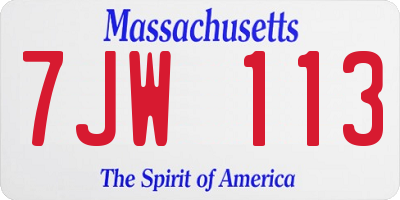MA license plate 7JW113