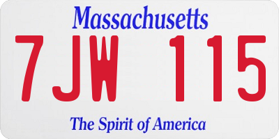 MA license plate 7JW115