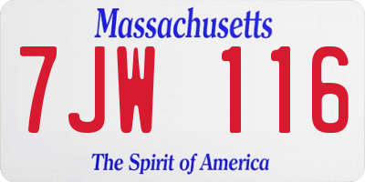 MA license plate 7JW116