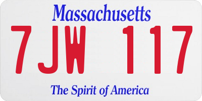 MA license plate 7JW117