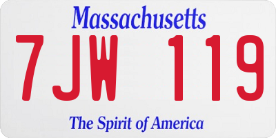 MA license plate 7JW119