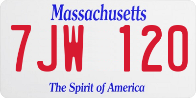 MA license plate 7JW120