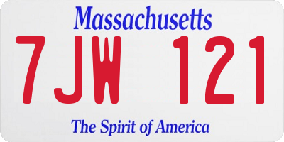 MA license plate 7JW121