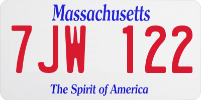 MA license plate 7JW122